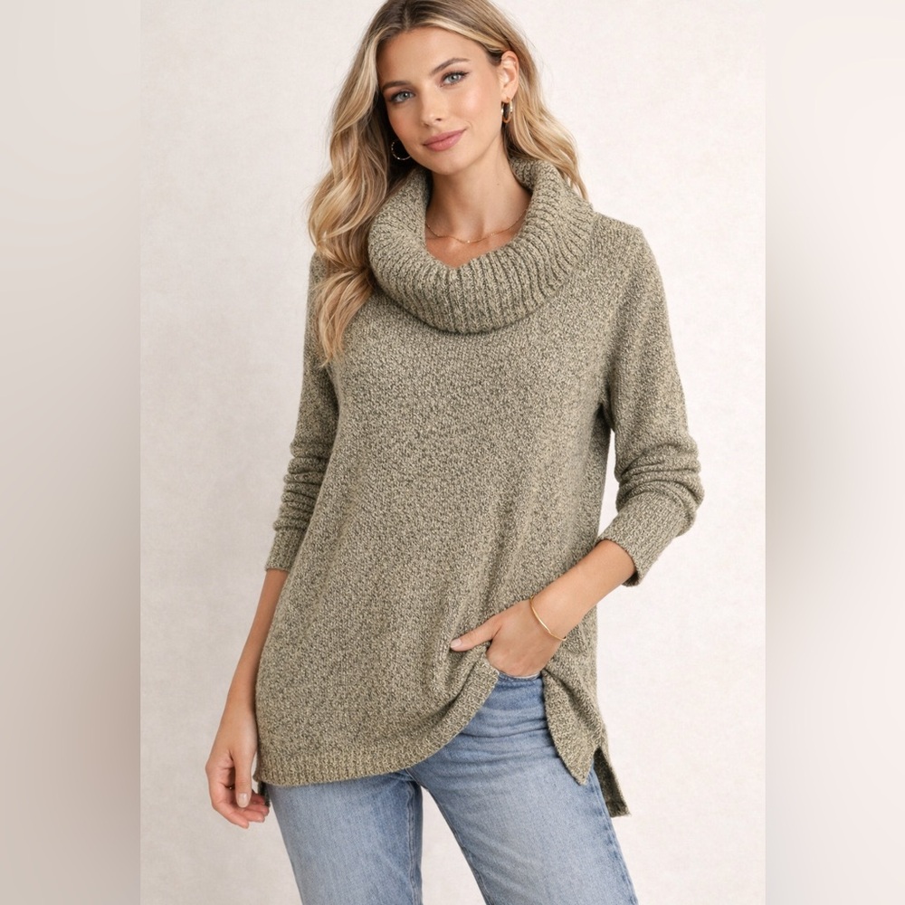 Karen Scott Sage Green Cowl Neck Sweater